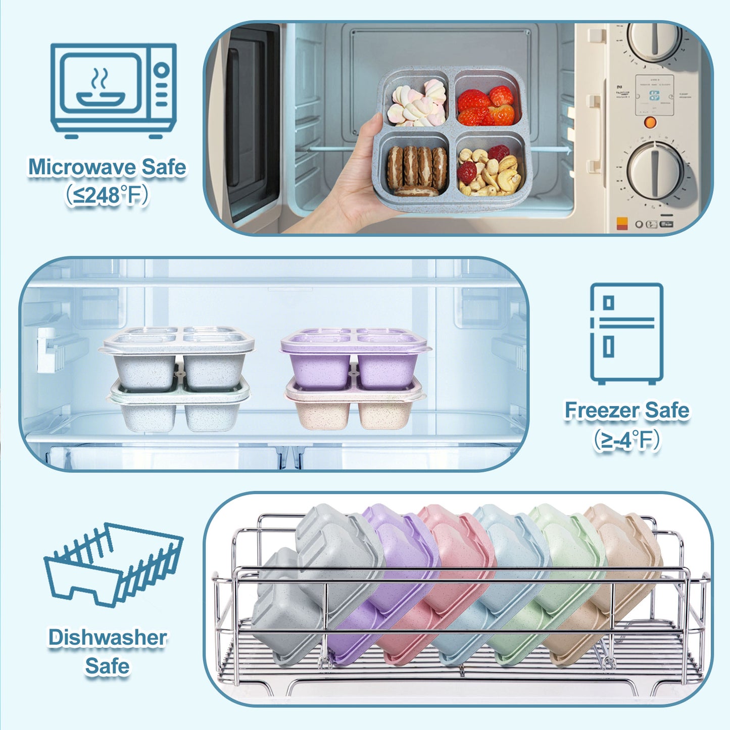 LCHLZZ 4 Compartments 4 Pack Snack Containers