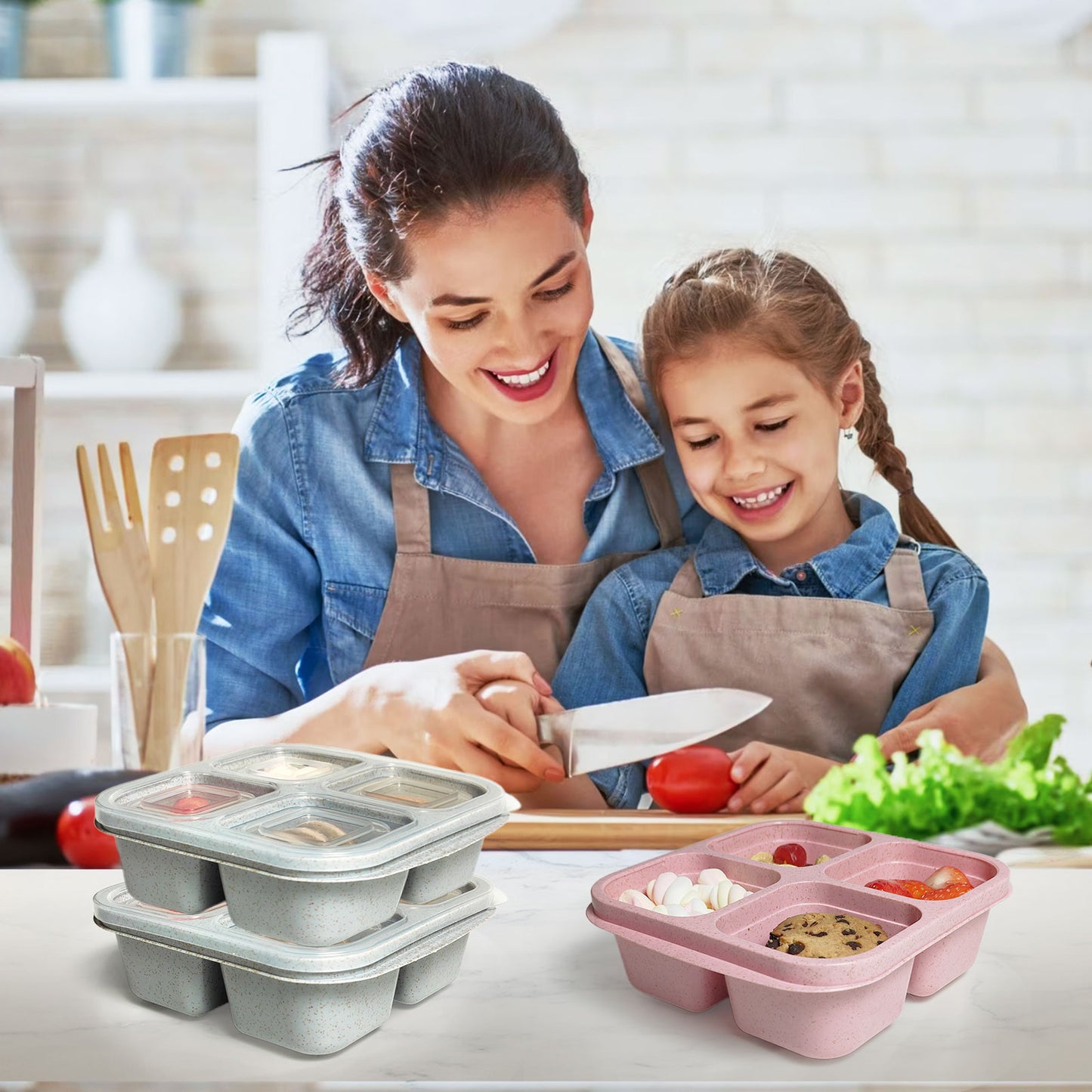 LCHLZZ 4 Compartments 4 Pack Snack Containers