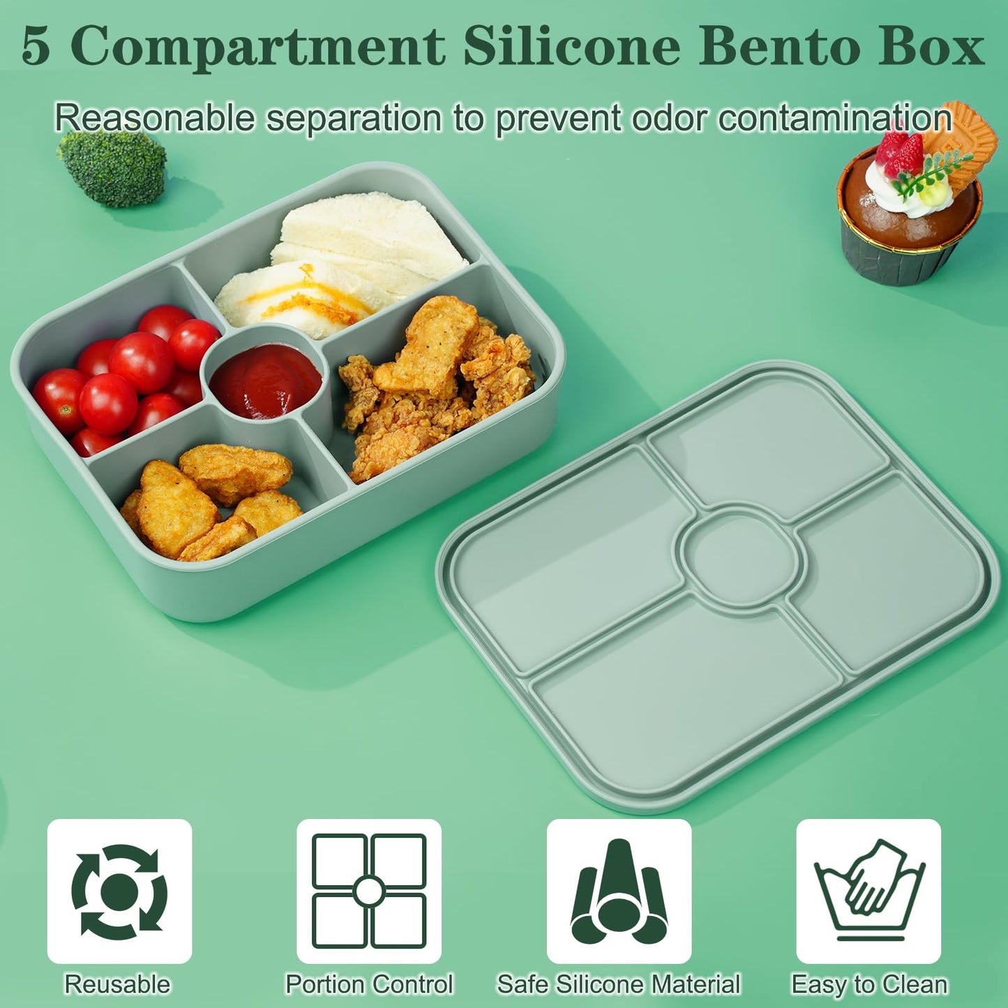 LCHLZZ 4 Compartments Snack Containers