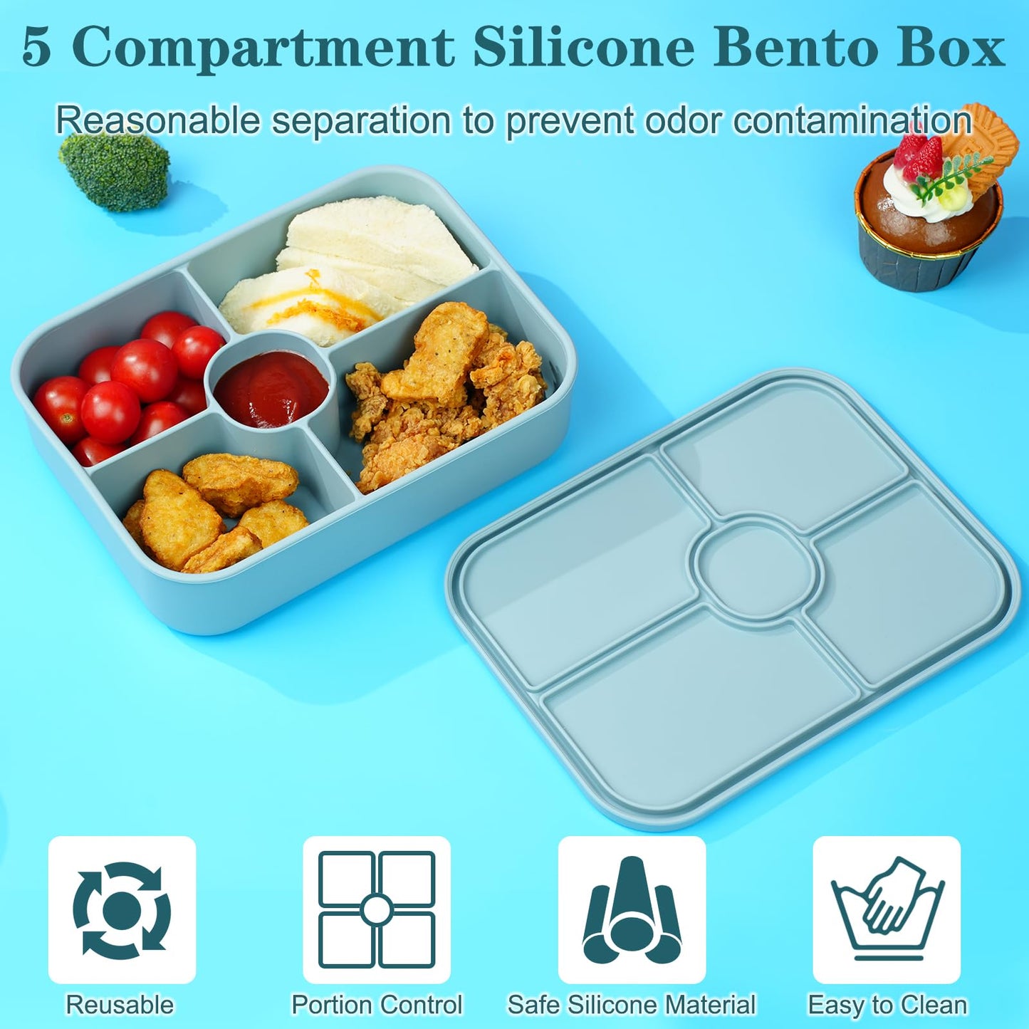 LCHLZZ 4 Compartments Snack Containers