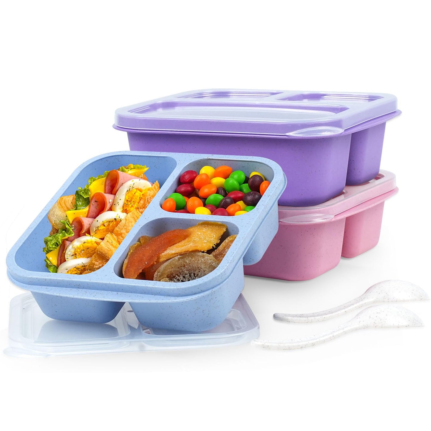 LCHLZZ 3 Compartments 4 Pack Snack Containers
