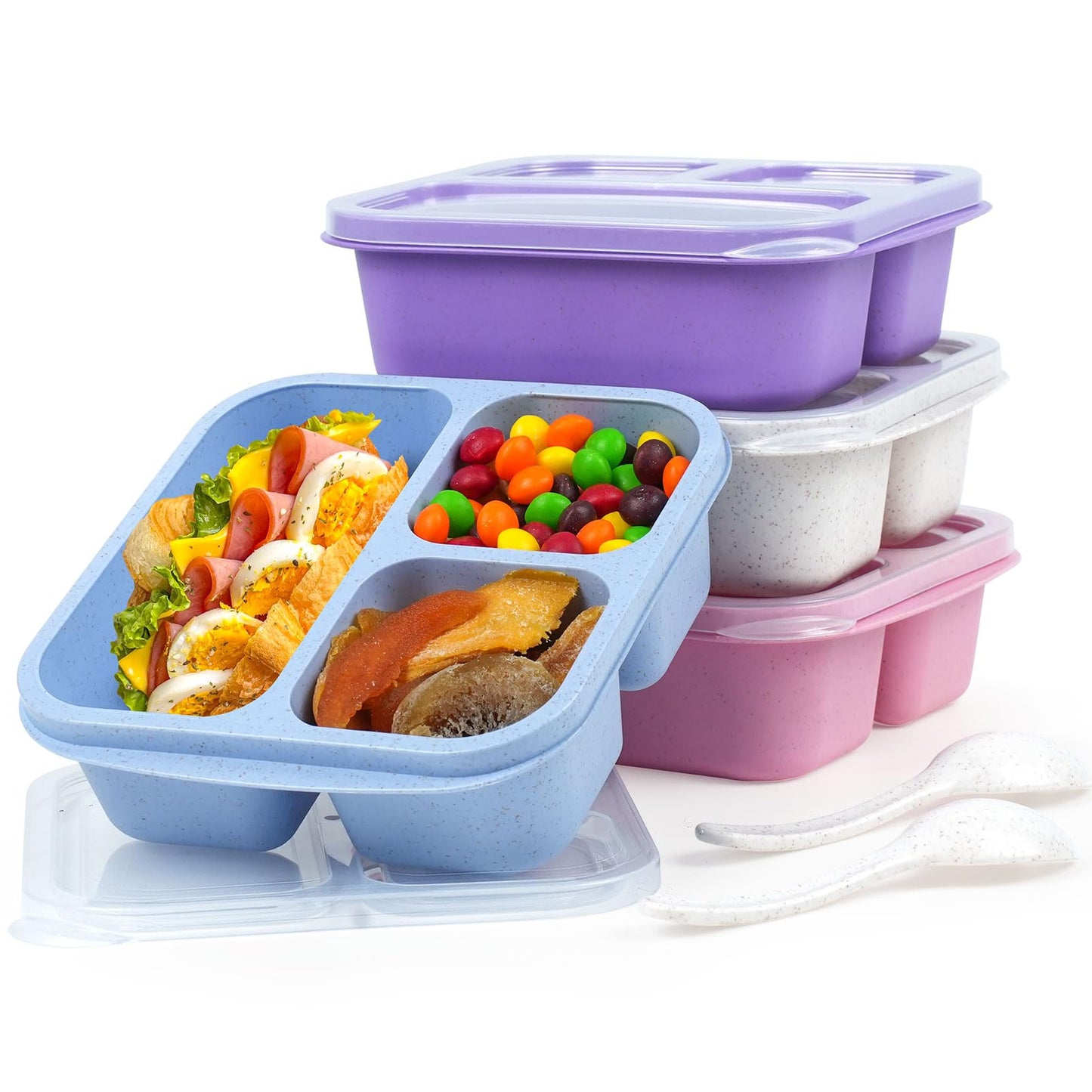 LCHLZZ 3 Compartments 4 Pack Snack Containers