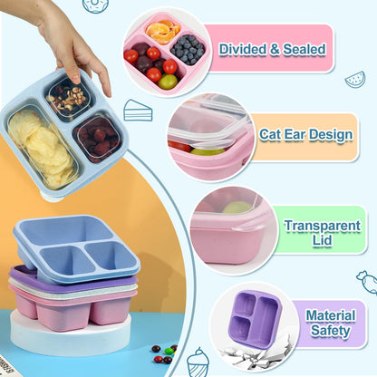 LCHLZZ 3 Compartments 4 Pack Snack Containers