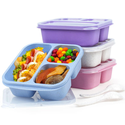 LCHLZZ 3 Compartments 4 Pack Snack Containers
